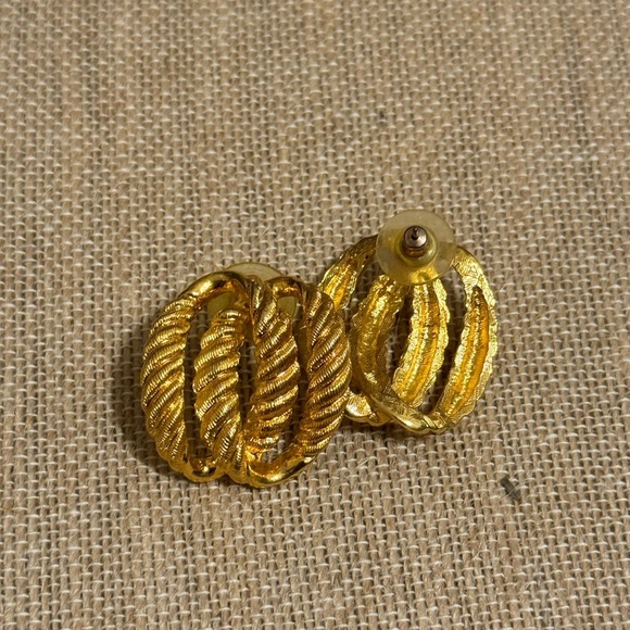Gold Twisted Rope Earrings - Picture 3 of 9